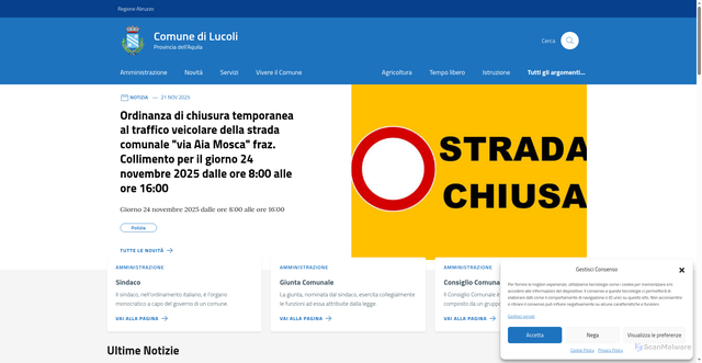 Security scan screenshot of https://comune.lucoli.aq.it/