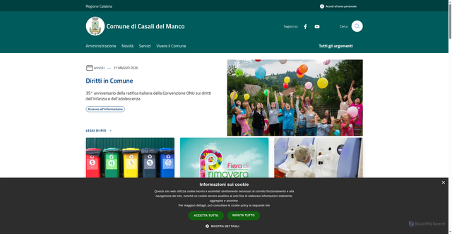 Security scan screenshot of https://www.comune.casalidelmanco.cs.it