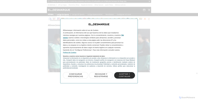 Security scan screenshot of https://www.eldesmarque.com/futbol/liga-1a-division/20251123/alineaciones-confirmadas-betis-girona-jornada-13-laliga_300815943.html