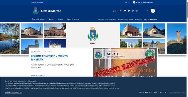 Security scan screenshot of https://www.comune.merate.lc.it/