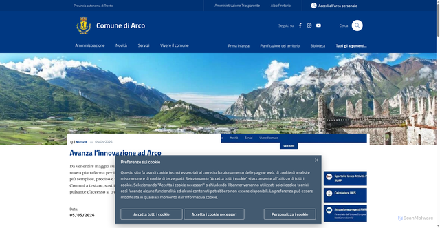 Security scan screenshot of https://www.comune.arco.tn.it
