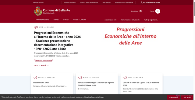 Security scan screenshot of https://www.comune.bellante.te.it/