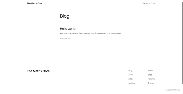 Security scan screenshot of https://thematrixcore.net