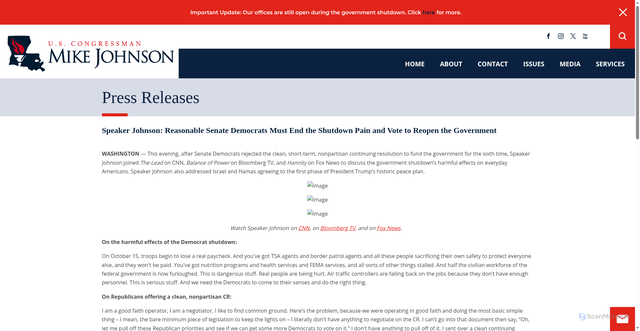 Security scan screenshot of https://mikejohnson.house.gov/news/documentsingle.aspx?DocumentID=2715