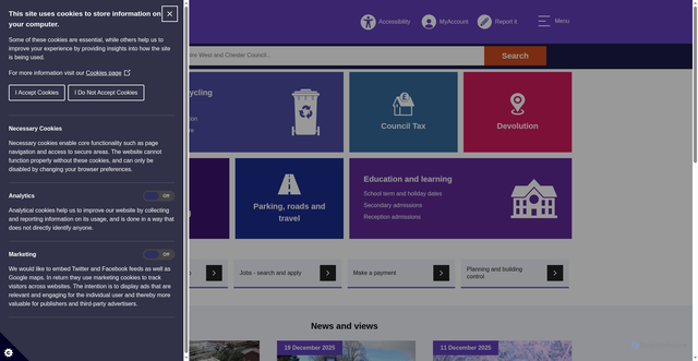Security scan screenshot of https://www.cheshirewestandchester.gov.uk/