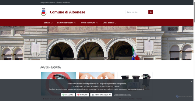 Security scan screenshot of https://www.comune.albonese.pv.it/it-it/home