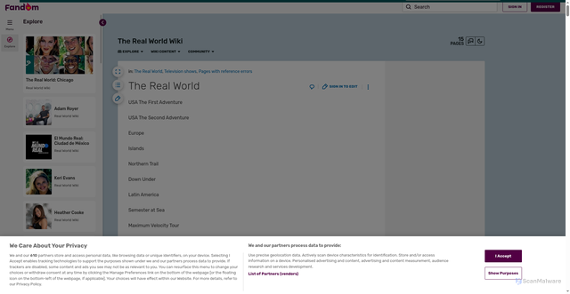 Security scan screenshot of https://therealworld.fandom.com/wiki/The_Real_World