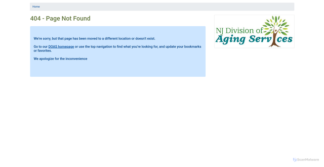 Security scan screenshot of https://www.nj.gov/humanservices/doas/home/pbp.html