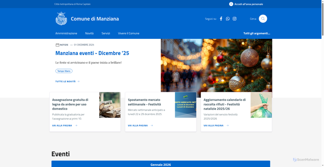 Security scan screenshot of https://www.comune.manziana.rm.it/