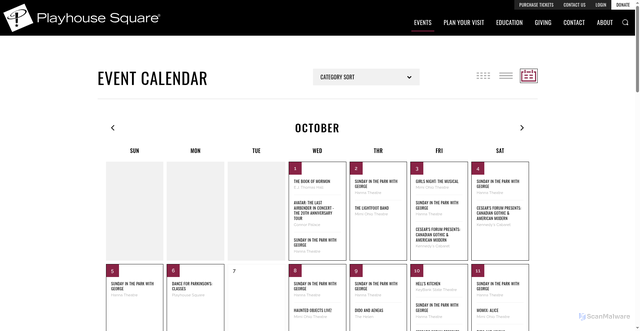 Security scan screenshot of https://www.playhousesquare.org/events-tickets/event-calendar