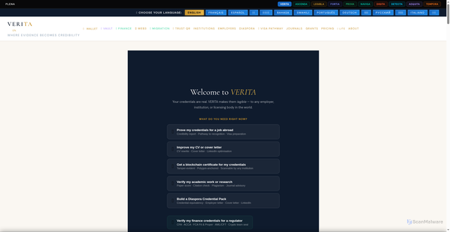 Security scan screenshot of https://plena.pages.dev/verita?audience=inst