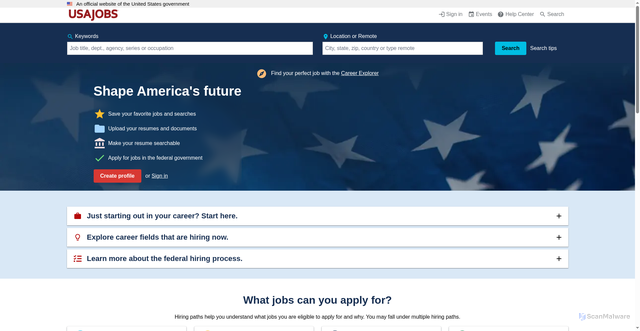 Security scan screenshot of https://www.usajobs.gov/