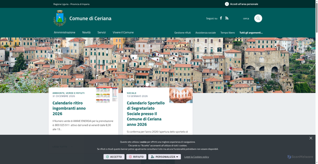 Security scan screenshot of https://www.comune.ceriana.im.it/it-it/home