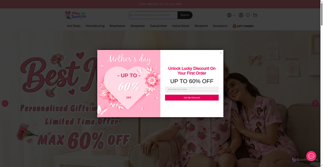 Security scan screenshot of https://www.makemesurprise.com