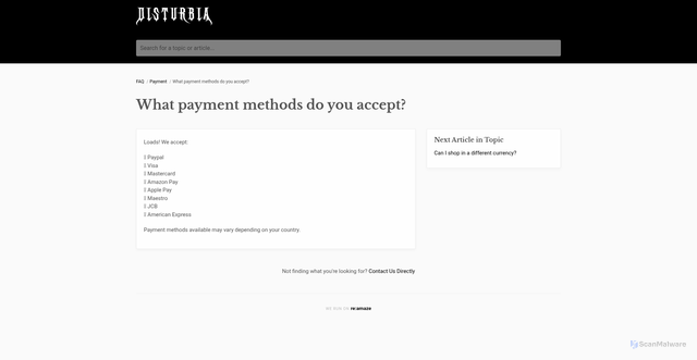 Security scan screenshot of https://disturbia-us.reamaze.io