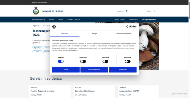Security scan screenshot of https://www.comune.fanano.mo.it