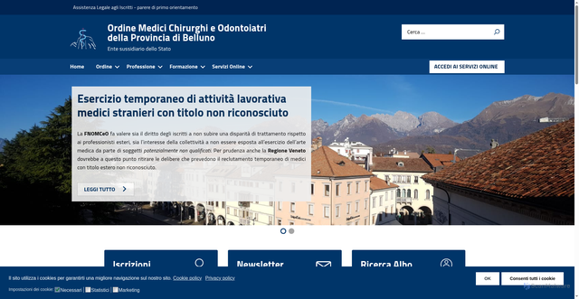 Security scan screenshot of https://www.ordinemedicibelluno.it/