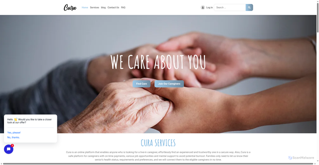Security scan screenshot of https://curacaregiver.com