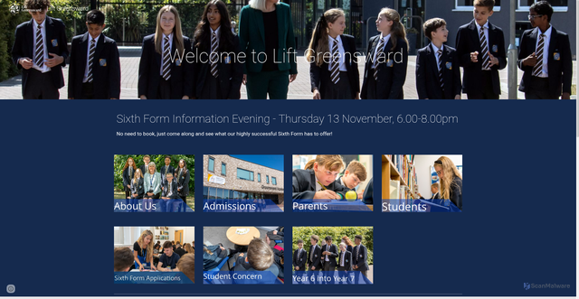 Security scan screenshot of http://www.greenswardacademy.org/