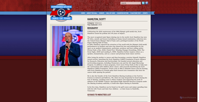 Security scan screenshot of https://tshf.net/halloffame/hamilton-scott/