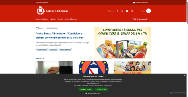 Security scan screenshot of https://www.comune.cesinali.av.it/it