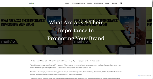 Security scan screenshot of https://blog.mailvio.com/what-are-ads/
