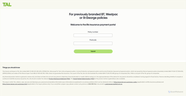 Security scan screenshot of http://westpaclifepayments.com.au