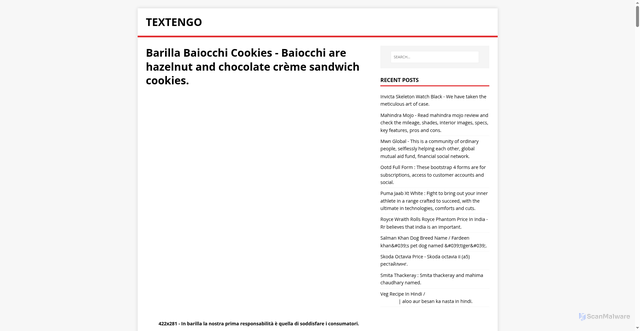 Security scan screenshot of https://tensortuk.pages.dev/post/barilla-baiocchi-cookies/
