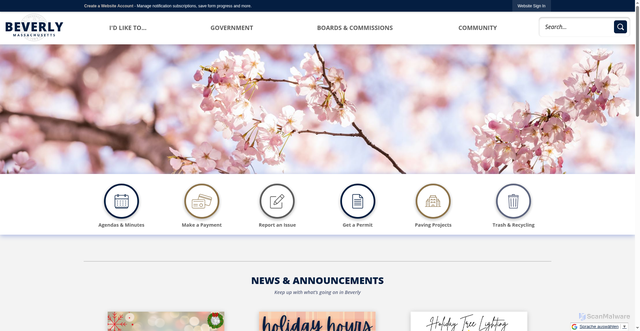 Security scan screenshot of https://beverlyma.gov/