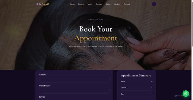 Security scan screenshot of https://hairbigg.pages.dev/booking.html