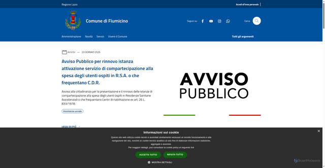 Security scan screenshot of https://www.comune.fiumicino.rm.it/it