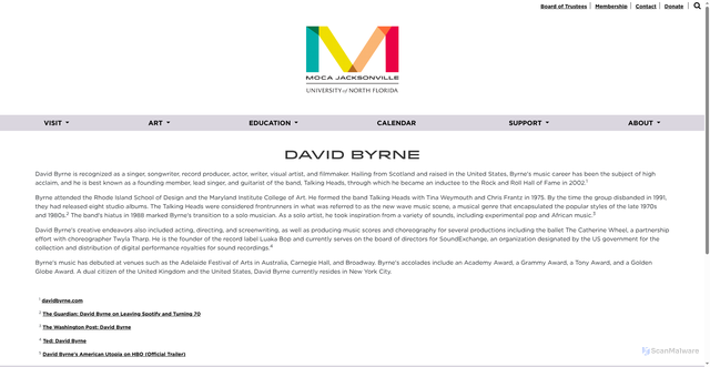 Security scan screenshot of https://mocajacksonville.unf.edu/exhibitions/artists/don-t-blame-it-on-zen/david-byrne.html