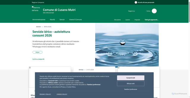 Security scan screenshot of https://www.comune.cusanomutri.bn.it
