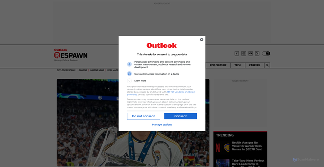 Security scan screenshot of https://respawn.outlookindia.com/gaming/gaming-news/real-madrid-goalkeeper-launches-16m-gaming-hub-in-uk