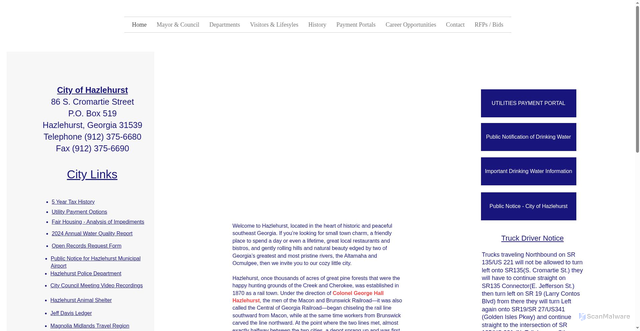 Security scan screenshot of https://www.hazlehurstga.gov/