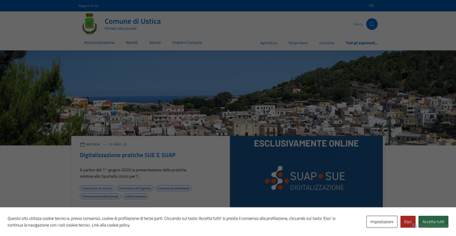 Security scan screenshot of https://comune.ustica.pa.it