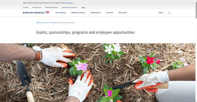 Security scan screenshot of https://about.bankofamerica.com/en/making-an-impact/grant-funding-for-nonprofits-sponsorship-programs
