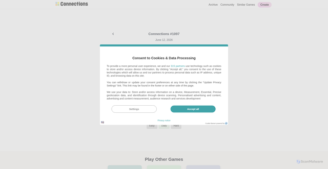 Security scan screenshot of https://connectionsgame.org/