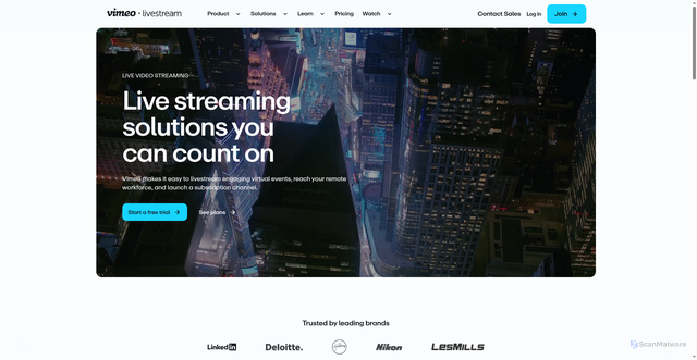Security scan screenshot of https://livestream.com/