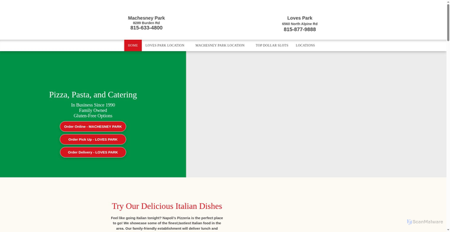 Security scan screenshot of https://www.napolipizzaandpasta.com/