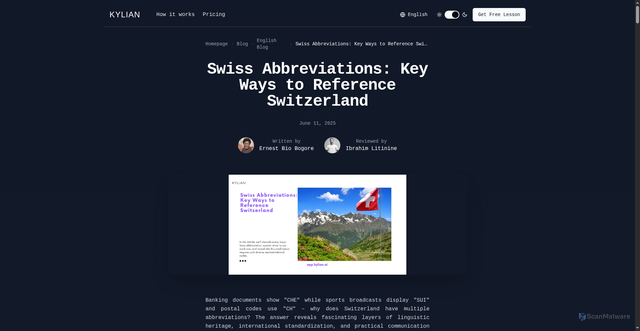 Security scan screenshot of https://www.kylian.ai/blog/en/abbreviation-for-switzerland
