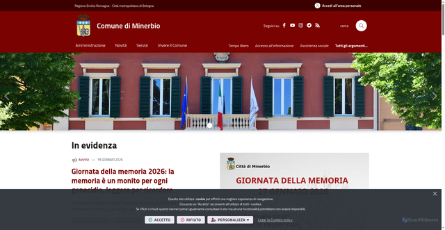 Security scan screenshot of https://www.comune.minerbio.bo.it/it-it/home