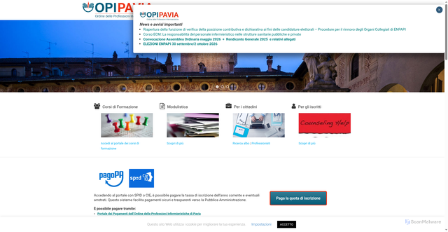 Security scan screenshot of https://www.opipavia.it
