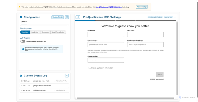 Security scan screenshot of https://coaf-prequalification.capitalone.com