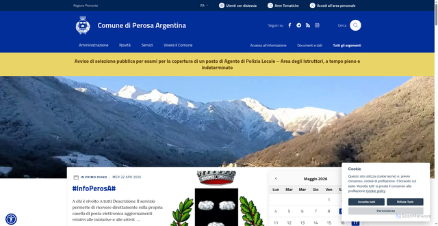 Security scan screenshot of https://www.comune.perosaargentina.to.it