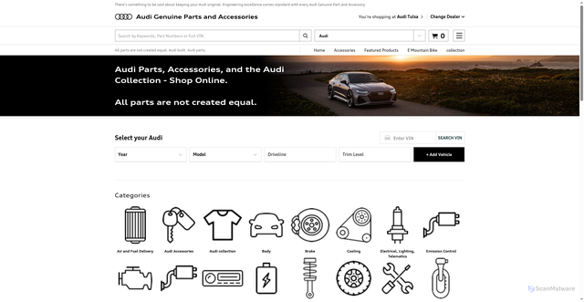 Security scan screenshot of https://parts.audiusa.com