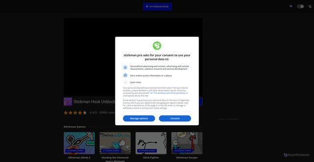 Security scan screenshot of https://stickman.pro