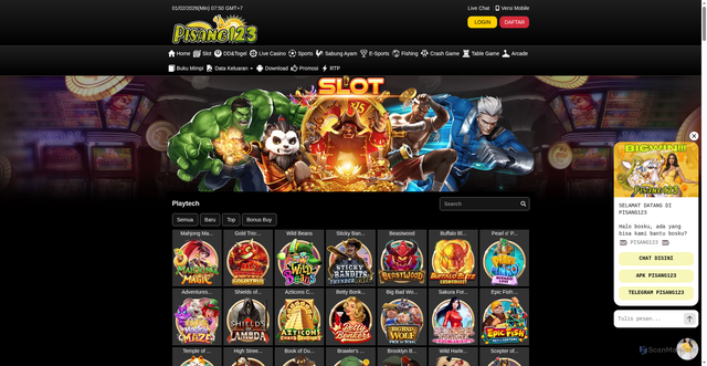 Security scan screenshot of https://apksuper-pisang123.com/desktop/game/slot/playtech