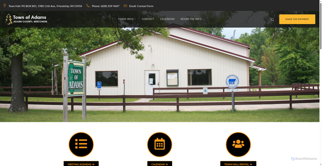 Security scan screenshot of https://townofadamswi.gov/