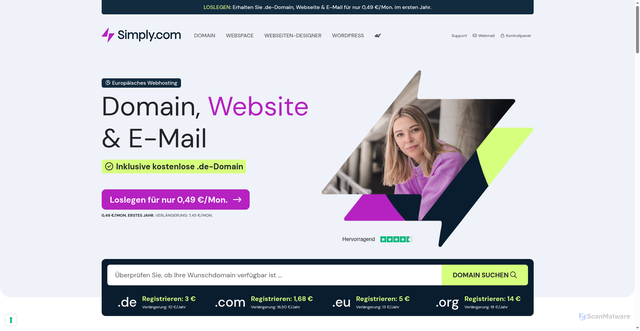 Security scan screenshot of https://simply.com